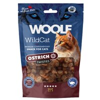 Recompense cu carne de strut pentru pisici WildCat Ostrich Twisties, 50 g, Woolf