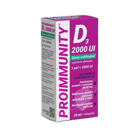 Spray sublingual Proimmunity D3, 2000 UI, 20 ml, Fiterman