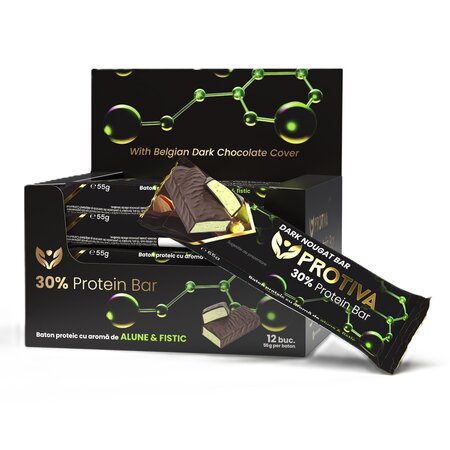 Baton proteic cu aroma de alune si fistic, 55 g, Protiva 744829
