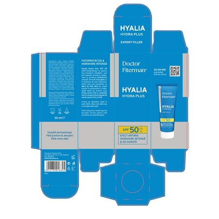 Crema de fata cu protectie solara SPF 50 Hydra Plus Hyalia, 50 ml, Doctor Fiterman 744943