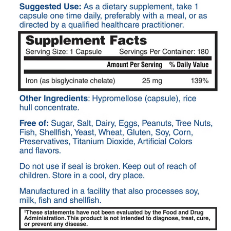 Fier bisglicinat Perfect Iron Nature's Lab, 180 capsule, GNC 744950