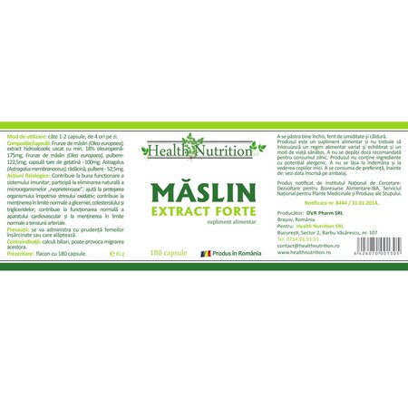 Maslin Extract Forte, 180 capsule, Health Nutrition 745035