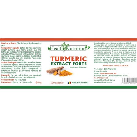 Turmeric Extract Forte, 120 capsule, Health Nutrition 745064