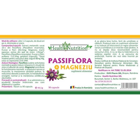 Passiflora si Magneziu, 90 capsule, Health Nutrition 745082