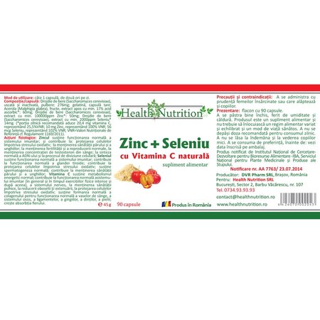 Zinc Seleniu si Vitamina C, 90 capsule, Health Nutrition 745102