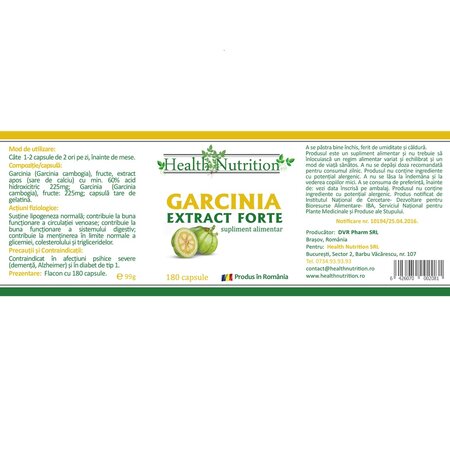 Garcinia Extract Forte, 180 capsule, Health Nutrition 745201