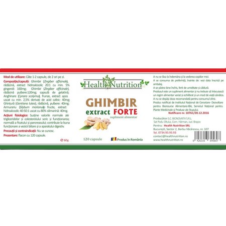 Ghimbir Extract Forte, 120 capsule, Health Nutrition 745250
