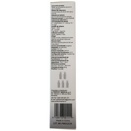 Tester alcool digital portabil MR1101, 1 bucata, Perfect Medical 745525