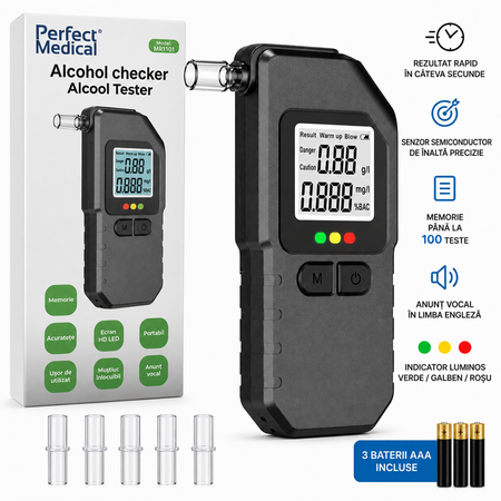 Tester alcool digital portabil MR1101, 1 bucata, Perfect Medical 745526