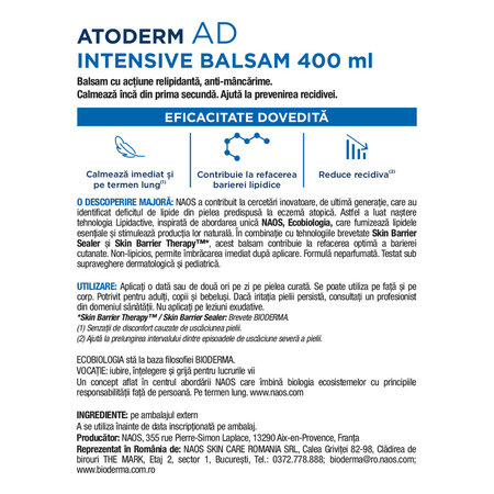 Balsam anti-mancarime pentru fata si corp Atoderm AD Intensive, 400 ml, Bioderma 745571