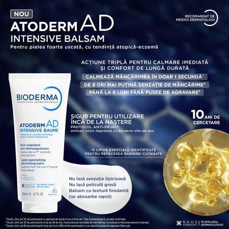 Balsam anti-mancarime pentru fata si corp Atoderm AD Intensive, 200 ml, Bioderma 745577
