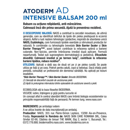 Balsam anti-mancarime pentru fata si corp Atoderm AD Intensive, 200 ml, Bioderma 745584