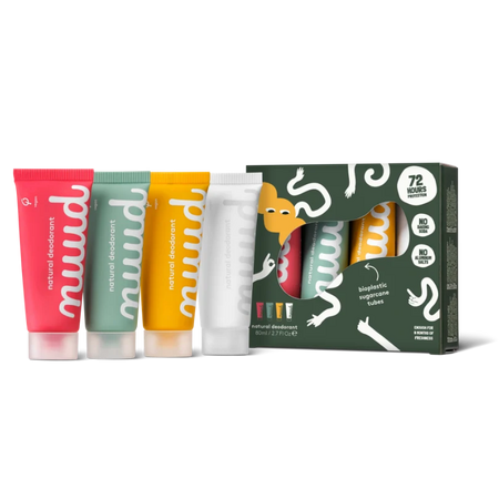 Set deodorant natural tip crema, fara saruri de aluminiu, Family Pack, 4 x 20 ml, Nuud 745641