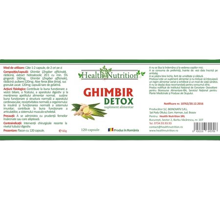 Ghimbir Detox, 120 capsule, Health Nutrition 745648