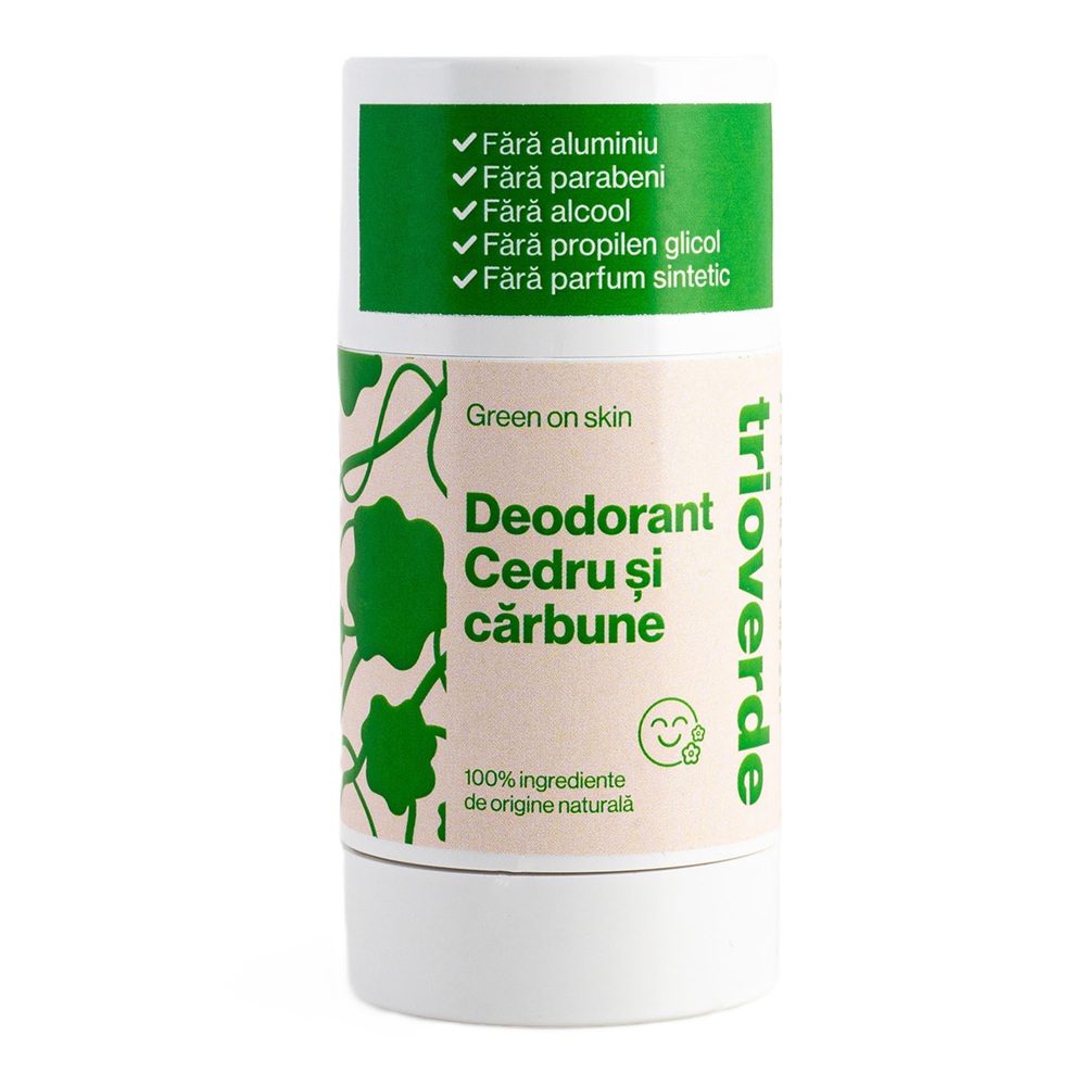 Deodorant roll on cu cedru si carbune, 60 g, Trio Verde