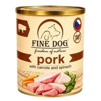 Hrana umeda cu porc, morcovi si spanac pentru caini, 800 g, Fine Dog
