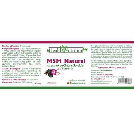 MSM Natural, 180 capsule, Health Nutrition 745770