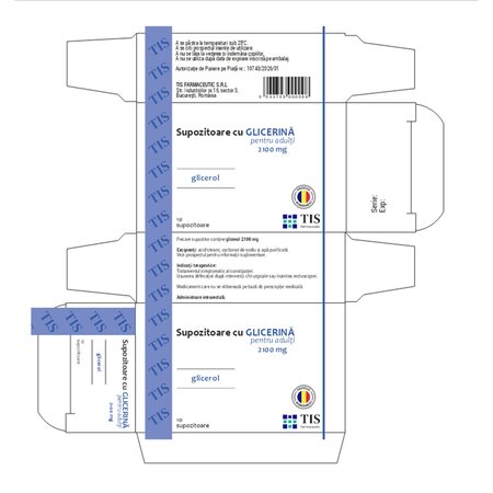 Supozitoare cu glicerina pentru adulti, 10 bucati, Tis Farmaceutic 745887