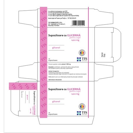 Supozitoare cu glicerina pentru copii, 10 bucati, Tis Farmaceutic 745891