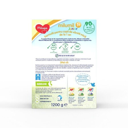Formula de lapte Milumil Junior 1+, 1200 g, Milupa 746117