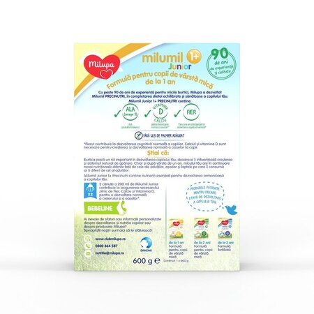 Formula de lapte Milumil Junior 1+, 600 g, Milupa 746245