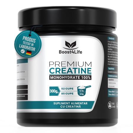 Creatine Monohydrate 100% Premium, 300 g, Boost4Life