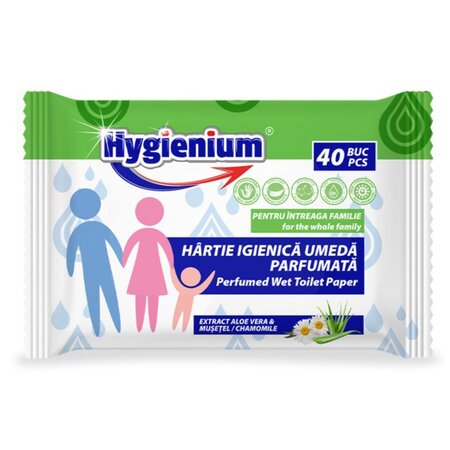 Hartie igienica umeda parfumata cu extract de aloe vera si musetel, 40 bucati, Hygienium