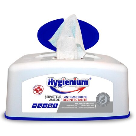Servetele umede antibacteriene, cutie, 100 bucati, Hygienium