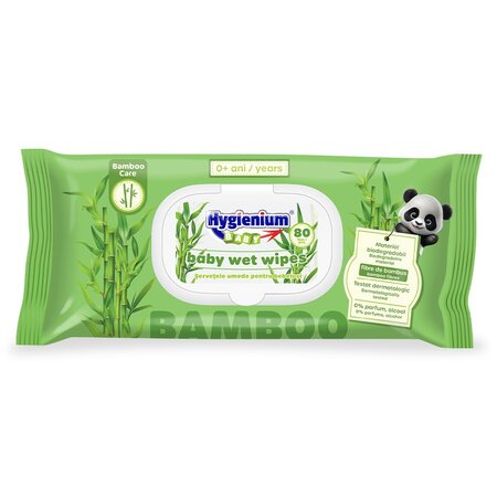 Servetele umede cu capac pentru bebelusi Baby Bamboo Care, 80 bucati, Hygienium