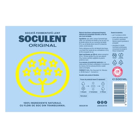 Socata fermentata lent Original, 330 ml, Soculent 746918