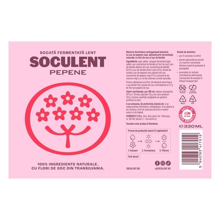 Socata fermentata lent cu pepene rosu, 330 ml, Soculent 746921