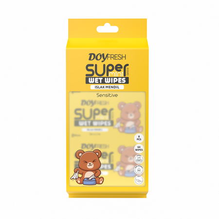Servetele umede 8in1 Super Mini Yellow, 64 bucati, Doyfresh