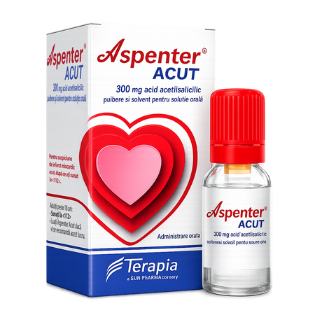 Aspenter Acut, 300 mg pulbere și solvent pentru soluție orală, 1 flacon x 15 ml, Terapia