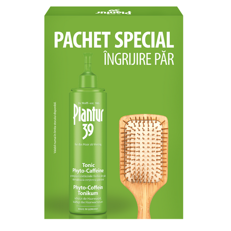 Pachet Plantur Tonic Phyto Caffeine 200 ml + perie de par