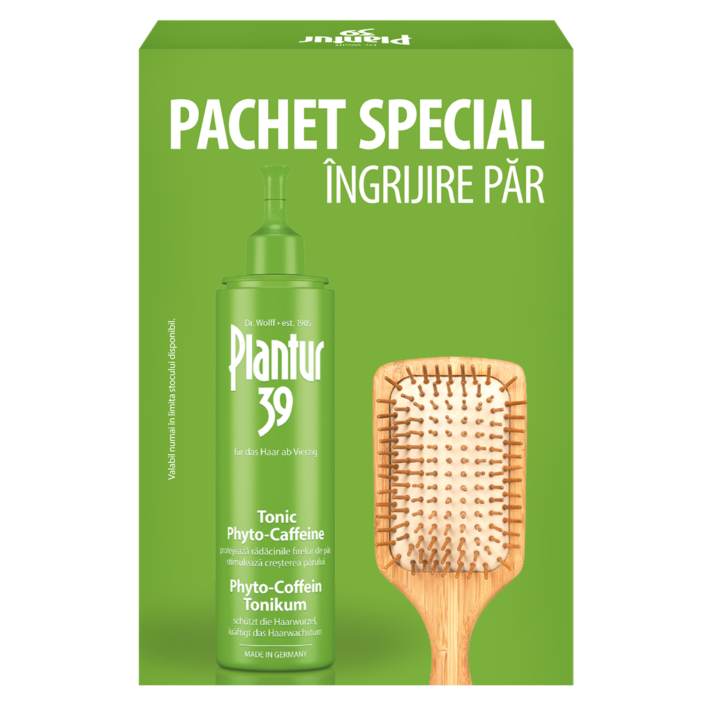 Pachet Plantur Tonic Phyto Caffeine 200 ml + perie de par