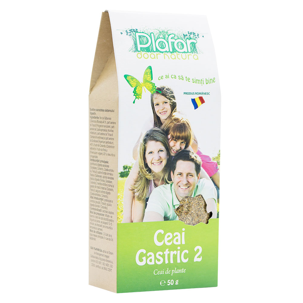 Ceai gastric 2, 50 g, Plafar