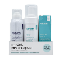 Kit Fara imperfectiuni, Apa termala, 100 ml, Ivapur spuma, 160 ml, Crema Ivapur AI, 30 ml,, Ivatherm