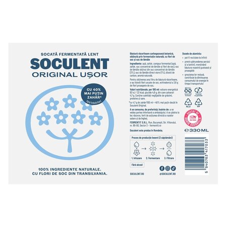 Socata fermentata lent Original Usor, 330 ml, Soculent 747419
