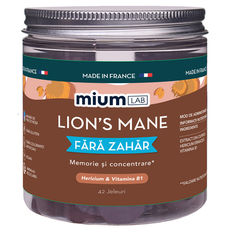 Supliment pe baza de hercium erinaceus si Vitamina B12 Lion's Mane, 42 jeleuri, Mium Lab
