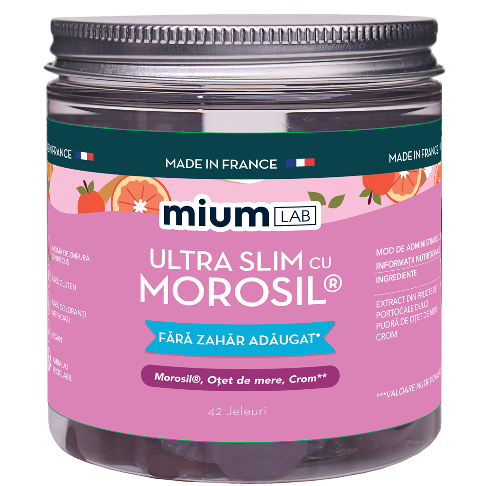 Supliment pe baza de portocale, otet de mere si crom Ultraslim cu Morosil, 42 jeleuri, Mium Lab