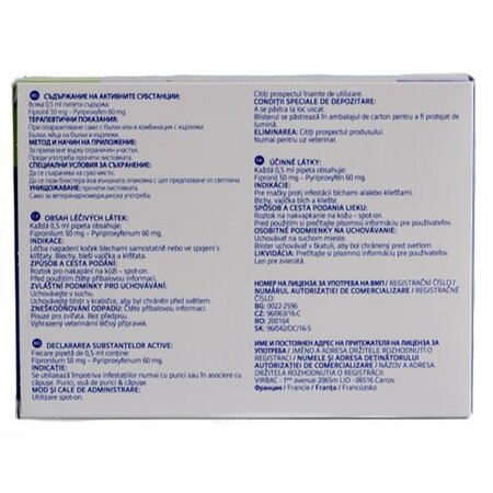 Solutie impotriva puricilor si capuselor pentru pisici Effipro Duo, 4 pipete, Virbac 747952