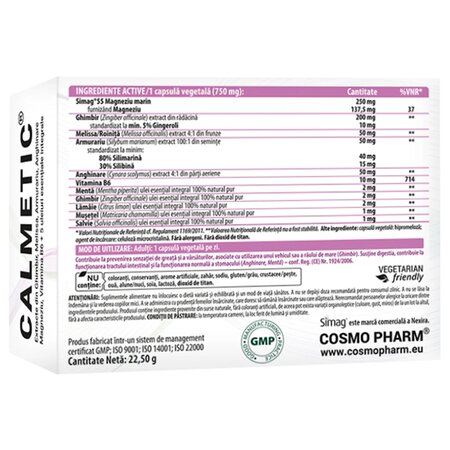 Calmetic, 30 capsule vegetale, Cosmopharm 748208