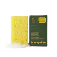 Burete de baie 2-in-1 cu sapun, castravete si pepene galben, efect hidratare si prospetime, 120 g, Esponjabon