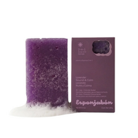 Burete de baie 2-in-1 cu sapun, lavanda, efect hranitor si calmant, 120 g, Esponjabon