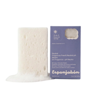 Burete de baie 2-in-1 cu sapun, fara parfum, pH neutru, 120 g, Esponjabon