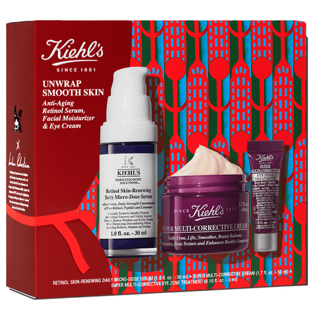 Set Serum antirid cu retinol 30 ml + Crema pentru fata antirid 50 ml + Crema pentru zona ochilor 3 ml Unwrap Smooth Skin, Kiehl's