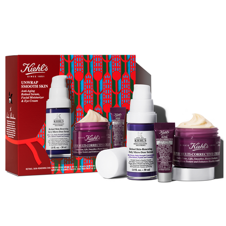 Set Serum antirid cu retinol 30 ml + Crema pentru fata antirid 50 ml + Crema pentru zona ochilor 3 ml Unwrap Smooth Skin, Kiehl's 748630