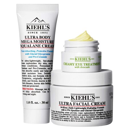Set Crema cu ceramide pentru corp 30 ml + Crema hidratanta 50 ml + Crema pentru zona ochilor cu avocado 7 ml Hydrate All The Way, Kiehl's 748651