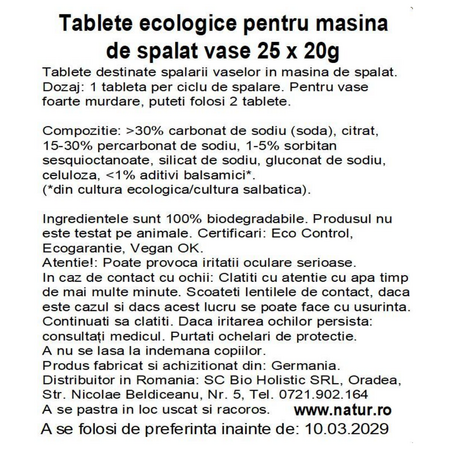 Tablete pentru masina de spalat vase, 25 bucati x 20 g, Sonett 748771