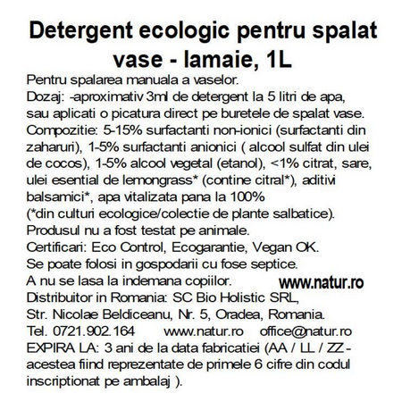 Detergent lichid pentru vase cu aroma de lamaie, 1000 ml, Sonett 748777